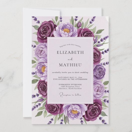 Invitation Plum Distinguished Spring Wedding (Devant)