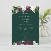 Invitation Plum d'ivoire Floral Emerald Dîner de répétition v (Debout devant)