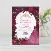 Invitation Plum d'or rose tiara princesse Quinceanera (Debout devant)