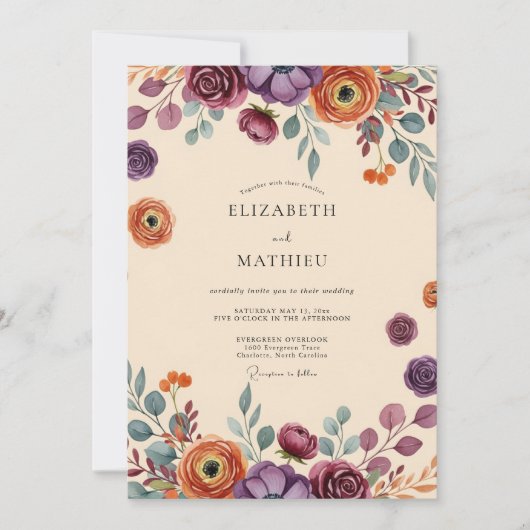 Invitation Plum Dramatic Autumnal Wedding (Devant)