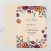Invitation Plum Dramatic Autumnal Wedding (Devant / Derrière)