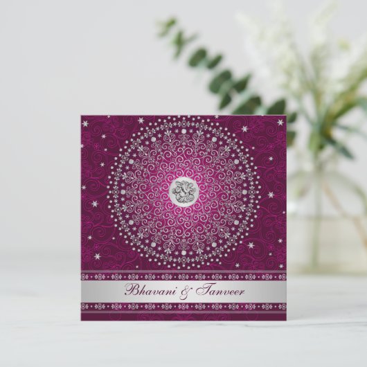 Invitation Plum du Ganesh hindou, mariage des manuscrits d'ar (Debout devant)
