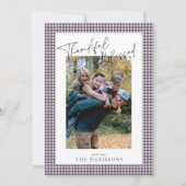 Invitation Plum En vichy Thankful & Blessed Thanksgiving Phot (Devant)