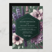 Invitation Plum Enchanted Flora Wedding (Devant / Derrière)