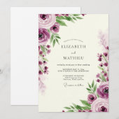 Invitation Plum Enchanting Romantic Wedding (Devant / Derrière)