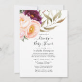 Invitation Plum et Blush Floral Drive par douche (Devant)