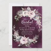 Invitation Plum et boho rose pâle douche à nuptiale florale (Devant)