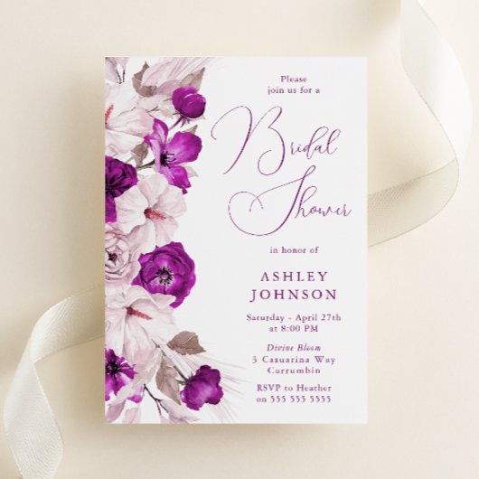 Invitation Plum et Fête des mariées florale