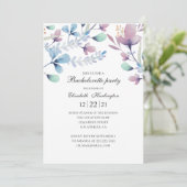 Invitation Plum et fleurs bleues. Fête de bachelorette floral (Debout devant)