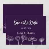 Invitation Plum et Fleurs sauvages blancs enregistrer les car (Devant / Derrière)