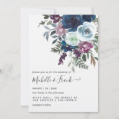 Invitation Plum et Mariage floral de marine (Devant)