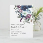 Invitation Plum et Mariage floral de marine (Debout devant)