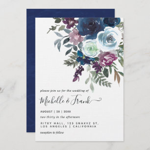 Invitation Plum et Mariage floral de marine