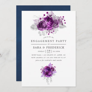 Invitation Plum et marine Aquarelle Florale
