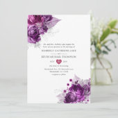 Invitation Plum et marine Aquarelle Mariage floral (Debout devant)