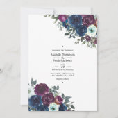 Invitation Plum et marine Floral Mariage Photo (Devant)