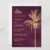 Invitation Plum et or Parties scintillant Date Palm Musulman (Devant)