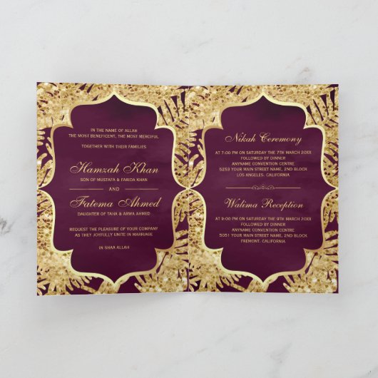 Invitation Plum et or Parties scintillant Date Palm Musulman (Intérieur)