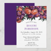 Invitation Plum et Orange Peony Bachelorette Party (Devant / Derrière)