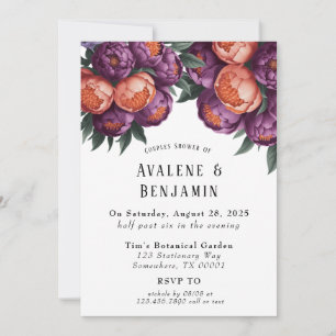 Invitation Plum et Orange Peony Couples Douche