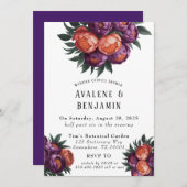 Invitation Plum et Orange Peony Mariage Couples Douche (Devant / Derrière)