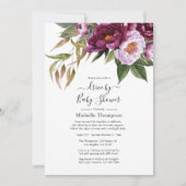 Invitation Plum et Pastel Violet Floral Drive Par Douche (Devant)