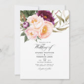 Invitation Plum et Pêche Mariage floral photo (Devant)