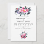 Invitation Plum et rose Aquarelle Mariage floral Inviter (Devant)