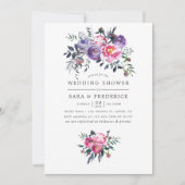 Invitation Plum et rose Aquarelle Wedding shower Floral (Devant)
