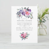 Invitation Plum et rose Aquarelle Wedding shower Floral (Debout devant)