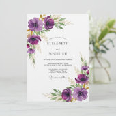 Invitation Plum Ethereal Flora Wedding (Debout devant)