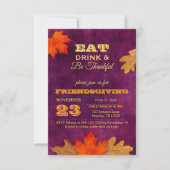 Invitation Plum Feuilles Automne Mangez Boire Et Soyez Heureu (Devant)