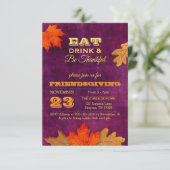 Invitation Plum Feuilles Automne Mangez Boire Et Soyez Heureu (Debout devant)