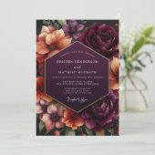 Invitation Plum Floral Dusk Wedding (Debout devant)