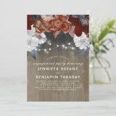 Invitation Plum Floral Lights Russe Engagement Party (Debout devant)