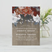 Invitation Plum Floral Lights Rustic Rehearer Dîner (Debout devant)