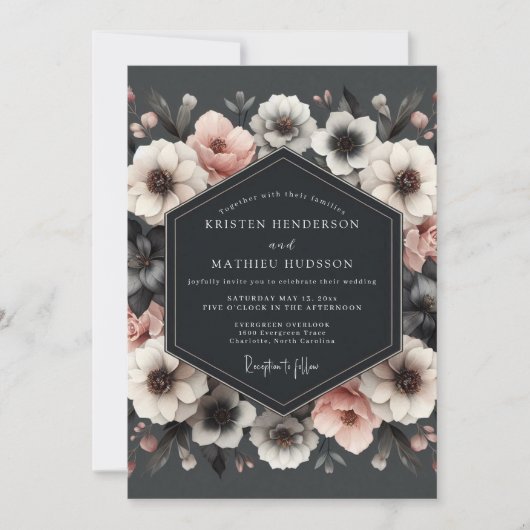 Invitation Plum Floral Romance Wedding (Devant)