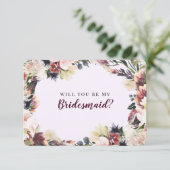 Invitation Plum Floral Serez-Vous Ma Proposition D'Épouse (Debout devant)