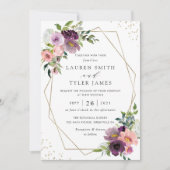 Invitation Plum flou Floral Géométrique violet vert moderne (Devant)