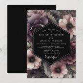 Invitation Plum Gothic Blossom Wedding (Devant / Derrière)