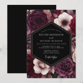 Invitation Plum Gothic Flora Wedding (Devant / Derrière)