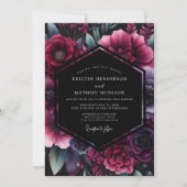 Invitation Plum Gothic Floral Wedding (Devant)