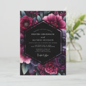 Invitation Plum Gothic Floral Wedding (Debout devant)
