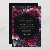 Invitation Plum Gothic Floral Wedding (Devant / Derrière)