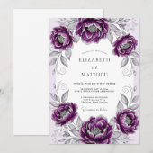 Invitation Plum Graceful Botanical Wedding (Devant / Derrière)