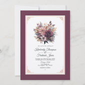 Invitation Plum, Grey, cuivre et Dusty Rose Mariage floral (Devant)