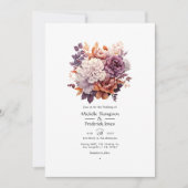 Invitation Plum, Grey, cuivre et Dusty Rose Mariage floral (Devant)