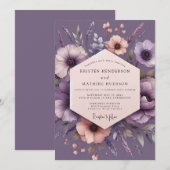 Invitation Plum Impressionist Flora Wedding (Devant / Derrière)