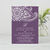 Invitation Plum Indian Paisley Mariage (Debout devant)