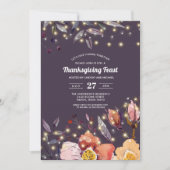 Invitation Plum | Lumières de chaînes | Dîner Floral Thanksgi (Devant)